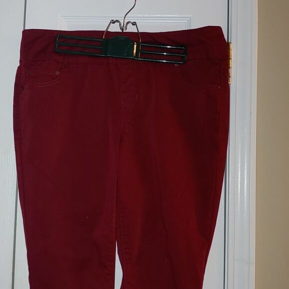 Stitch Star dark red  stretch Mid Rise  Skinny Pull on Pants Sz 1X - Picture 3 of 8